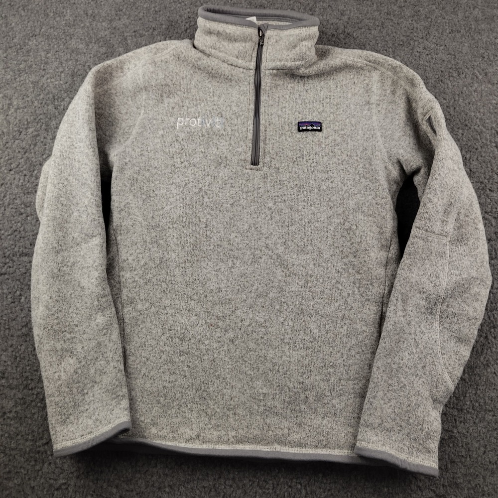 Patagonia Pullover Womens Medium Better Sweater Gray 1/4 Zip Embroider EUC